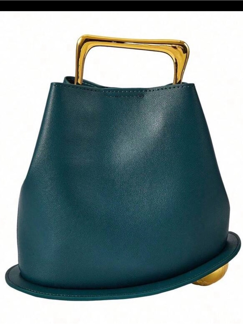 Structured Teal Satchel with Gold Handle